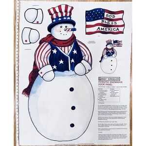 Daisy Kingdom Cut & Sew Patriotic Snowman Door Panel Craft Red, White & Blue